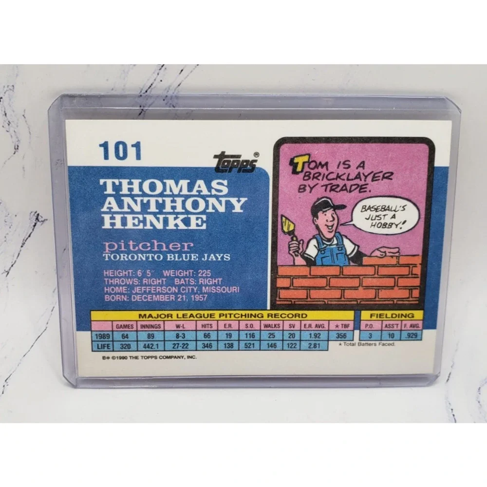 1990 Topps Big Tom Henke #101 Toronto Blue Jays - Picture 2 of 4